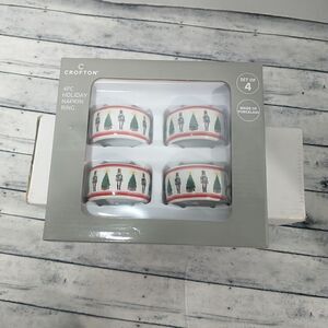 Holiday Christmas Porcelain Napkin Rings Crofton 4pc Nutcracker Tree